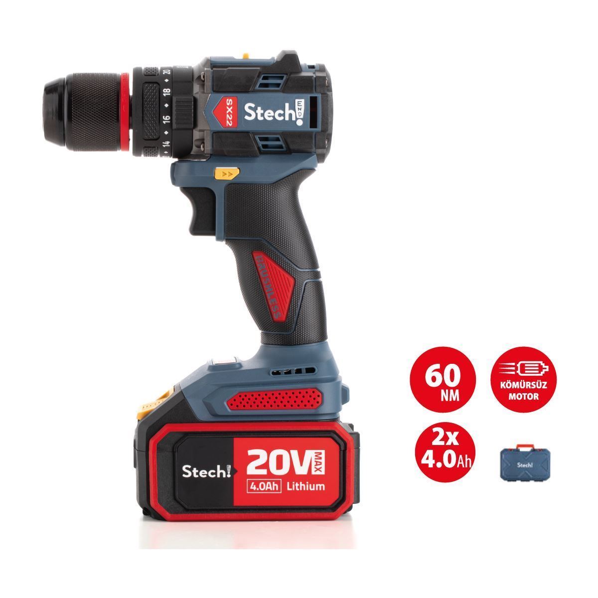 STECHEND SX22 AKÜLÜ DARBELİ MATKAP 4 AMPER